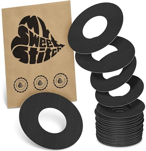 MySweetStitch 25 Ringpatches für FreeStyle Libre 2/Select rund Black | Stabilisiert ablösende Ränder, Mitte bleibt frei, wasserfest und flexibel, bis zu 15 Tage Halt