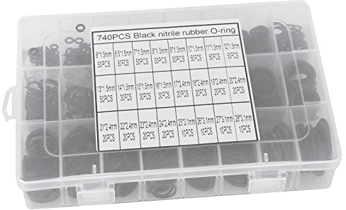 740pcs Gummidichtungs-O-Ring-Kits NBR -40℉ Bis 248℉, 24 Größen 6mm-28mm Zum Abdichten von Öl, Wasser, Luft, Gas, Dichtungen/O-Ringe