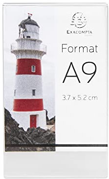Exacompta - Réf. 89058HD - Lot de 10 porte-étiquettes à poser pour étiquettes, votre nom ou tout autre support - dimensions 5,2 x 3,7 cm vertical - format à classer A9 - Couleur cristal