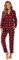 Mnemo Home Damen Schlafanzug Lang Flanell Pyjama Damen 100% Baumwolle aus Flanell (Rotes und Schwarzes Gitter, S)