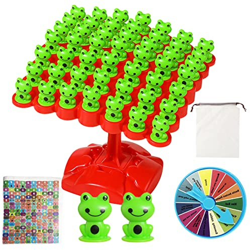 Frosch Balance Math-Spiel, Frog Balance Tree Game, Gesellschaftsspiel Frosch für zwei Spieler, Lernspielzeug Montessori, für Familientreffen, Weihnachten, Halloween (grün)