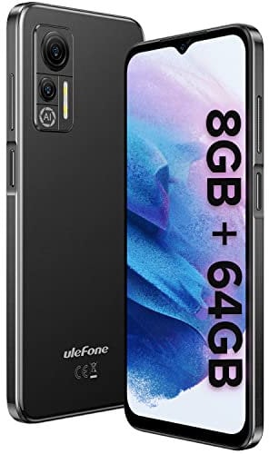 Ulefone Mobile Phones SIM Free Unlocked, Max 8GB RAM 64GB ROM, Note 14, Android 12 Phone, 4G Dual SIM Smartphone, Triple Card Slots, 4500mAh Battery, 13MP Camera, 6.52 inch Screen, Midnight Black