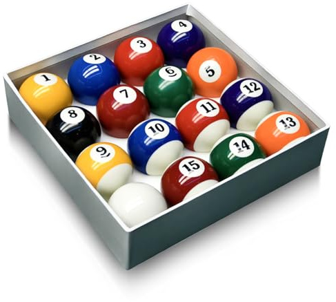 HMQQ Billiard Balls Set 2-1/4 Regulation Size Pool Table Balls for Replacement (16 Resin Balls)