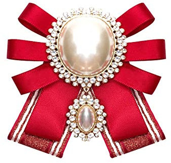 LUMoony 1Pcs Damen Schleifenbrosche mit Strass Vintage Broschennadeln Schleifenbrosche Bowknot Perle Brosche Brosche für Party, Dekoration,Hochzeiten, Mit Röcken,Hemden,Hüte
