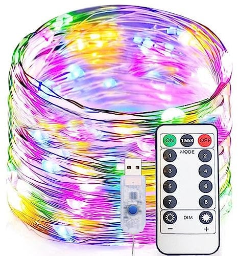 Melofo Fairy String Lights 20M 200Leds Fairy LED Nights Lights USB Powered Remote Control Waterproof 8 Modes String Copper Wire Lights for Indoor Outdoor Party Wedding Christmas Tapestry Decorations