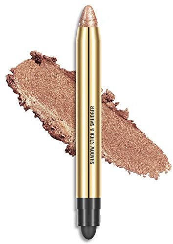 KXAMELIE Lidschatten-Sticks für die Augen, Augenaufheller-Stick mit doppeltem Endpinsel Metallic & Glitzer Lidschatten Stift Buntstifte Smudger Pink Golden Cream für Frauen