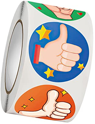 Harilla 500 x Motivations-Sticker, süßer Daumen hoch, Aufkleber, runder Umschlag, Aufkleber, Basteln, Heimwerken, für Geschenkverpackung, Party, Durchmesser 1,5 Zoll