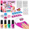 MOYKSRR Nagelstudio Kinder, Kinder Nagellack Set DIY Bastelset Spielzeug, Nageldesign Mädchen Geschenk Set, Kinder Nail Art Set für Mädchen im Alter von 6-12 Inklusive Nagellack, Trockner, Aufkleber