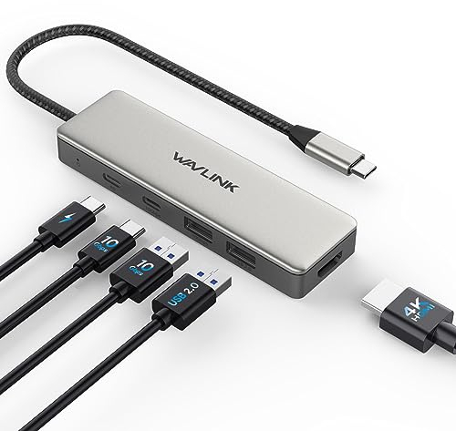 USB C 3.2 Hub HDMI, WAVLINK 10Gbps USB C auf HDMI Adapter mit 85W PD-Ladung, 4K60Hz HDMI, 10G USB 3.2 A/C, USB 2.0 für MacBook Air/Pro, iPad, Samsung, Lenovo, Dell, HP, Acer, Chromebook, Surface Go