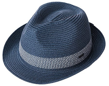 Comhats Chapeaux trilby en paille unisexe pour homme et femme, chapeaux Fedora d'été pour la plage, tenue décontractée et vacances, bleu marine, 3XL