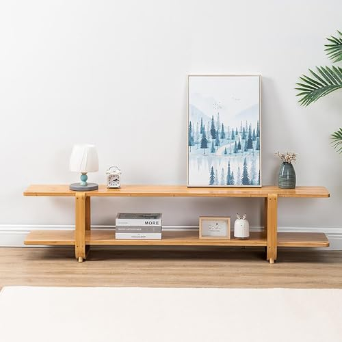 WOLWES TV Board Bambus Lowboard TV Sideboard Fernsehtisch für Fernseher Bis 65 Zoll, TV Table TV Regal für Wohnzimmer, Flur, Eingangsbereich, Büro (Size : 1.6M)