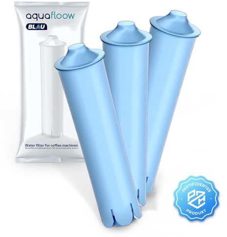 Aquafloow Ersatz Wasserfilter für Jura Blue Kaffeevollautomat 3 Stück | Kompatibel mit Jura 71312 Blue | Filterpatrone für Kaffemaschinen A1 A5 F5 F7 F8 ENA3, GIGA5, Impressa C5, J90, S9 Classic