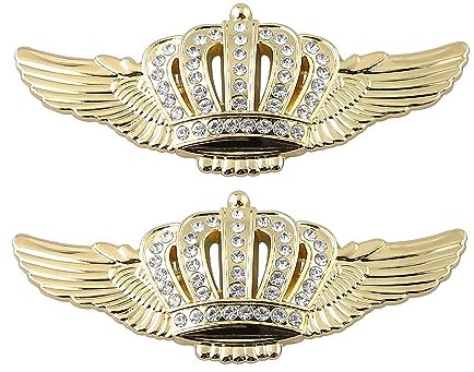 Wing Crown Embleme, Kristall-Diamant-Krone, Auto-Aufkleber, Dekoration für Auto, SUV, Fenster, Laptops, Gepäck (Gold)