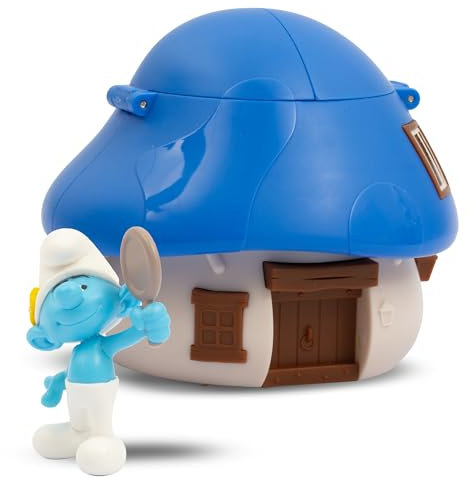 Giochi Preziosi I Puffi – Puffo Vanitoso da 5,5 cm e la Sua Casetta dei Puffi con Tetto Blu, Meccanismo Ricaricabile ed Effetto Sorpresa, per Bambini A Partire dai 3 Anni
