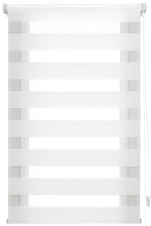 ECOMMERC3 Doppelrollo Nacht und Tag ohne Bohren Größe 140x130 - Easyfix Rollo OHNE Werkzeuge Stoffgröße 137x125 - Doppelrollo Nacht und Tag Weiß