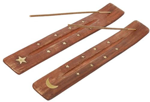 RDNKVB 2pcs Quemador de incienso de madera quemador de incienso hecho a mano con bandeja recolectora de cenizas perfecto para decoración del hogar meditación y yoga