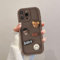 Coalbooliy Handyhülle für iPhone 14 Pro hülle 6,1'', Aesthetic 3D Teddybär Muster Design Kaffeefarbe Weiche TPU Silikon Stoßfest Kameraschutz Schutzhülle Bumper Ultra Dünn Mädchen Case, 01
