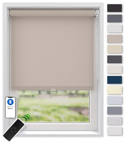 EFIXS Sonnenschutz Rollo, transparent, Breiten: 40-240, Höhe bis 275 cm, Hier 220 x 190 cm (BxH), Sand, Blendschutz, Kettenzug, Springrollo, Motor