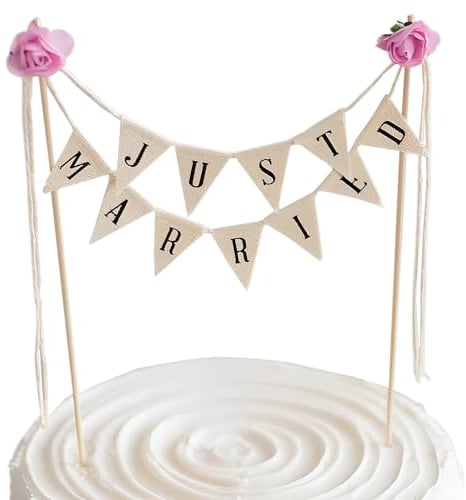 1 Piece Cake Decoration, Fashion Cake Decoration, Wedding Cake Decoration, Mini Pennant Chain, Cake Accessories, Bunting Cake (Light Brown)