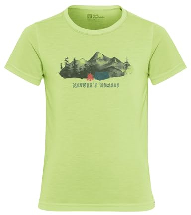 Jack Wolfskin Unisex Kinder Hiking Graphic Kids T-Shirt, Print Cool Matcha, 128 EU