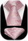HISDERN Cravate Homme Rose et Noir à Motif Cachemire Mariage Élégant Cravates Extra Longues pour Hommes et Carré de poche pour Mariage d'affaires 160cm
