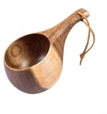 SPORTARC Tazza da caffè in legno, portatile, da campeggio, con manico (D)