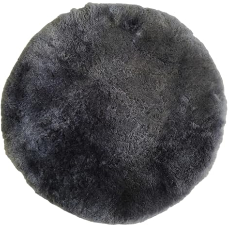 Naturasan Echtes Lammfell Sitzkissen, Sitzauflage aus Merino Schaffell, Stuhlkissen, Stuhlauflage super warm und weich, Katzenbett, rundes Deko Kissen, Rund, 38cm (Grau)