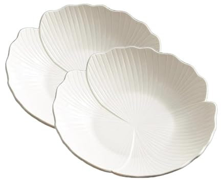 Lot de 2 assiettes japonaises en céramique blanche, assiettes à apéritif, assiettes à dîner en porcelaine, assiettes à gâteaux en porcelaine, for pain, pâtes, salade, sushi, four à micro-ondes et lave