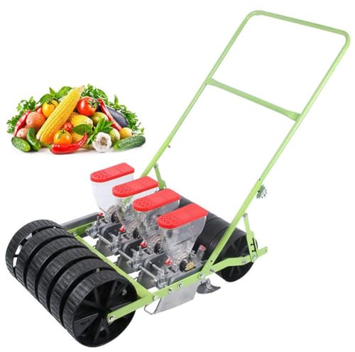 Seminatrice di precisione, seminatrice da giardino a spinta manuale per verdure, arachidi, mais e fagioli - Distanziatore a spaziatura regolabile per la semina di semi, 1 fila