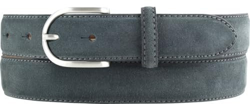 BELTINGER Damen-Gürtel aus Veloursleder 3,0 cm | Velour-Ledergürtel für Damen 30mm | Wildleder-Gürtel mit runder Gürtelschließe | Anthrazit 115cm