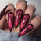 My Smile Halloween Nägel Zum Aufkleben Oval Eckig Lang, Burgund Gothic Fingernägel, Glitzer Fake Nails für Frauen 24 Stück + 1 x Kleber (H)