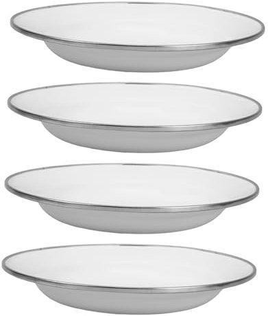 Cabilock Paquete de 4 Platos Esmaltados Rústicos de 18 Cm Bandejas Divididas para Servir Aperitivos para Uso Diario