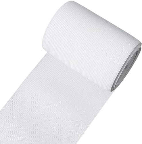 CABODYALS 5 m 100mm Weiße Elastische Spule Stark Dehnbar Hochelastisches Strickband Breit Flach Geflochten Elastisches Nähkordelbündel Zum Nähen Herstellen von Hosenbund Sportbekleidung Röcken Unterw