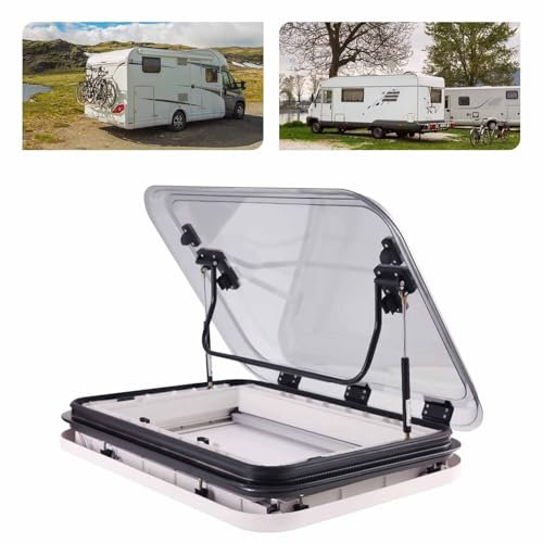 PRMTYUP RV-Dach Lüftungspassung, Dach Lüftungsluke, Wohnmobil, LED-Dachfenster, Dachfenster Für Wohnmobile, Wohnmobil-Dachfenster,Weiß,500 * 700mm