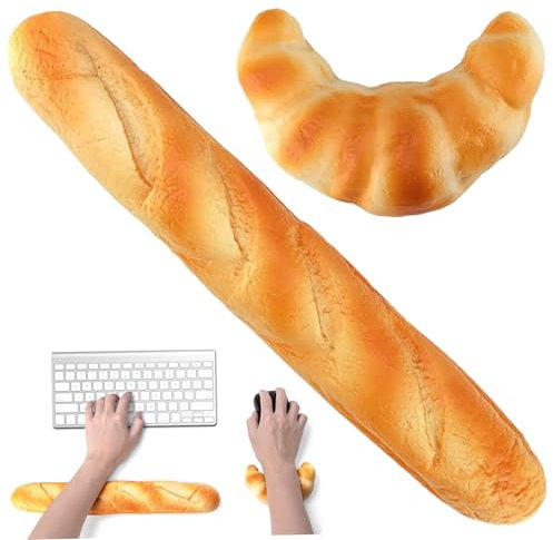 2PCS Bread Wrist Rest Simulated Baguettes Shape Cute Wrist Rest Soft & Comfortable Cute Keyboard Wrist Rest for Office Computer Kindergarten Activity Decoration Cute Keyboard Wrist Rest Bread Wrist Re