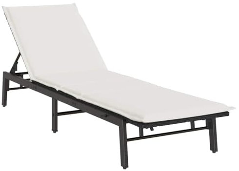 vidaXL Sonnenliege mit Auflage Schwarz Poly-Rattan