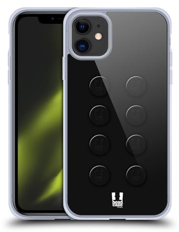 Head Case Designs Schwarz Bauklötzchen Gelhülle [Militärischer Schutzgrad] Kompatibel Mit Apple iPhone 11 Und Kompatibel Mit MagSafe