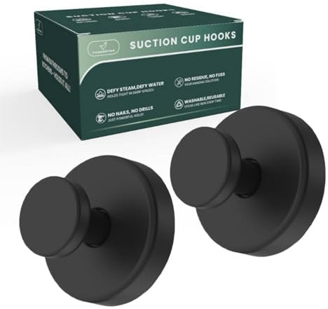 FuyeorTee Ganci a ventosa resistenti per doccia, bagno, gancio adesivo rimovibile per vetro, finestra, porta, parete, ganci adesivi per appendere asciugamani, accappatoi, ghirlande (confezione da 2