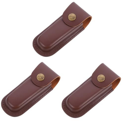 COLLBATH 3 Piezas funda de cuchillo de cuero manga plegable cubierta del cinturón vaina soporte de pinzas para cinturon Piel