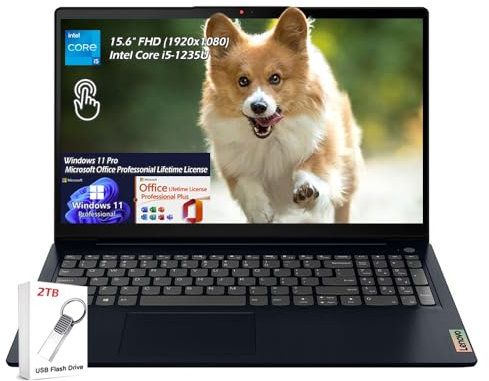 Lenovo - Ordinateur portable tactile IdeaPad 1i 15,6 FHD - Intel Core i5-1235U - Mémoire 24 Go avec SSD de 2 To - Licence Office Win11Pro - Webcam WiFi6 Bluetooth - Bleu Abysse - avec clé USB de 2 To