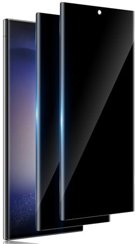 TuFun pour Samsung Galaxy S23 Ultra Verre Trempé Anti Espion, 2 Pièces 9H Dureté Privacy Film de Protection Écran, efficace contre les Anti-Rayures Sans Bulles Anti-Spy Vitre Protecteur - Noir