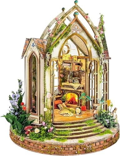 Book Nook Kit for Adults, Dreamland Floral Studio DIY Miniature House | Mini Garden House 3D Wood Puzzles with LED Light, Birthday Gift for Women, Friends
