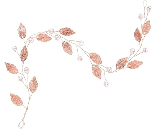 Rose Gold Bridal Leaf Rhinestone Headband for Bride Wedding Updo | Handmade Crystal Hair Vine, Alloy Headpiece, Lightweight Comfort, Prom Styling, Elegant Hair Accessory