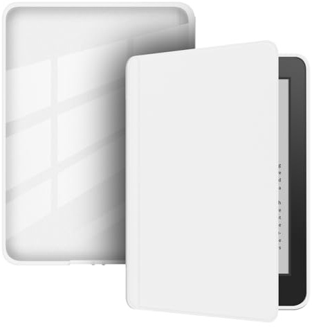 Custodia con Chiusura a Scatto per Kindle Paperwhite 6 5ª/6ª/7ª Gen (2012/2013/2015) - Retro Trasparente Bianco