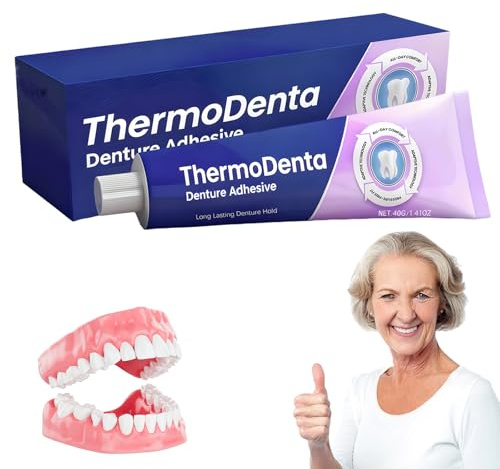 Denture Adhesive, 40g Denture Glue, False Teeth Adhesive for Both Complete and Partial Dentures, with Strong Adhesion and a Comfortable Fit