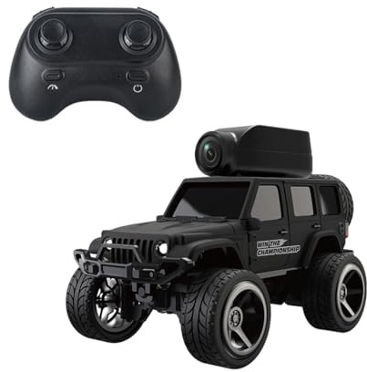 ToyGhillied 1/64 Mini RC Auto mit Kamera FPV Echtzeit-Übertragung, Alloy Ferngesteuertes Auto mit APP-Steuerung, 2.4GHz RC Geländewagen mit 2 Geschwindigkeitsmodi für Erwachsene Modellbau, Schwarz
