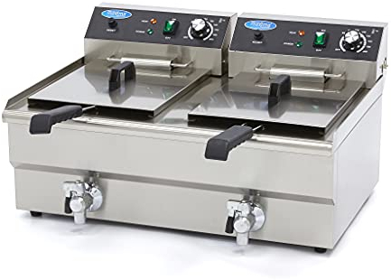Maxima Friteuse gastro - 2 x 16 l - 2 paniers - avec robinet d'écoulement