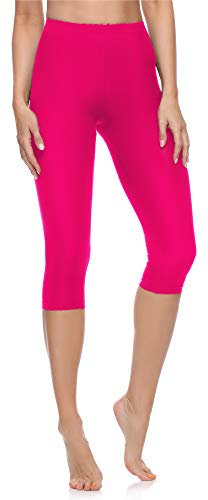 Merry Style Damen Leggings 3/4 aus Baumwolle mit Stretch – Leichte Capri Leggings Damen aus atmungsaktiver, elastischer Baumwolle, ideal für Yoga Sport Freizeit Reisen MS10-199 (Amaranth, 4XL)
