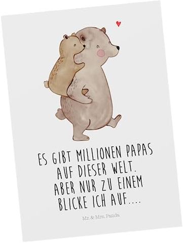 Mr. & Mrs. Panda Postkarte Papa Bär - Geschenk, Papi, Einladung Geburtstag, Einladungskarten Geburtstag, Familie, Einladung, Oma, Muttertag, Sohn,