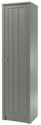 Beauty.Scouts Schrank Monde Holzdekor grün 50x197x43cm Stauraumschrank Schrank Wohnvitrine Standvitrine Glasvitrine Vitrinenschrank Holzvitrine Hochschrank